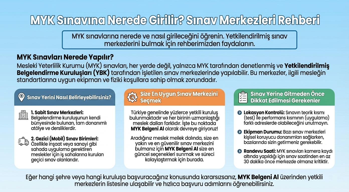 MYK Sınavına Nerede Girilir? Sınav Merkezleri Rehberi